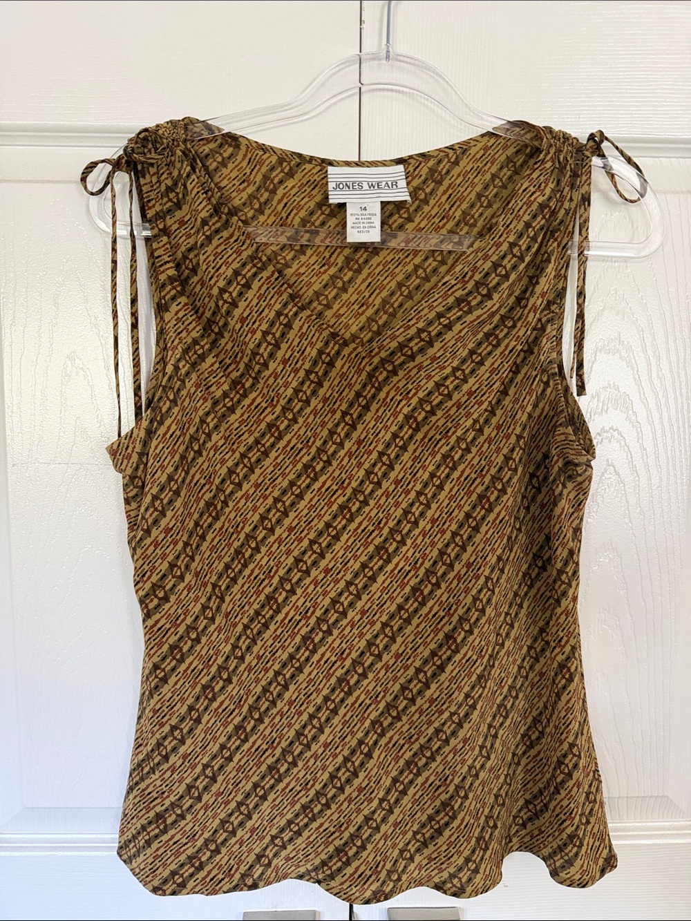 Jones Wear Brown Striped Tie-Shoulder Tank